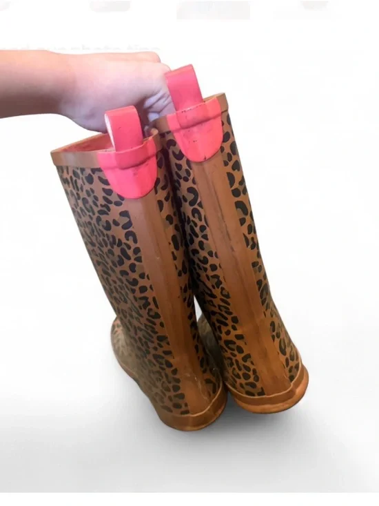 GIRLS Leopard Print Rain Boots with Pink Trim - Picture 3 of 3